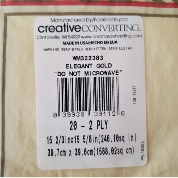 (New) Creative Converting Paper Dinner Napkins and Plates in Elegant Gold - Picture 3 of 4